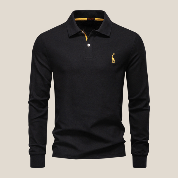 Savane™ - Langarm-Poloshirt mit eleganter Giraffen-Stickerei&nbsp;