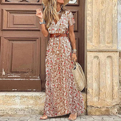 Agnes™ - V - Ausschnitt Boho Maxikleid - Aurélie Mode