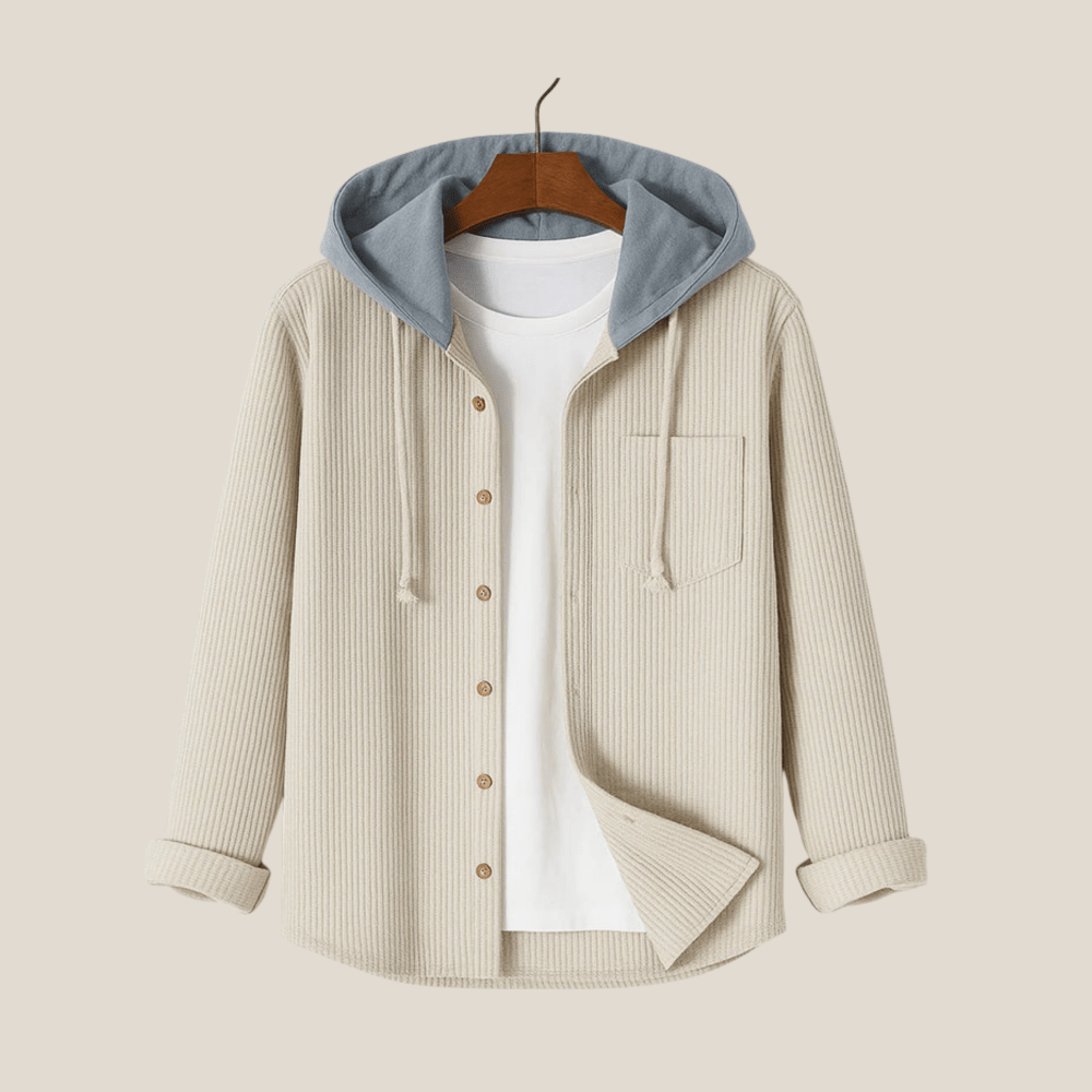 Clément™ - Chemise overshirt en velours côtelé à capuche - Aurélie Mode