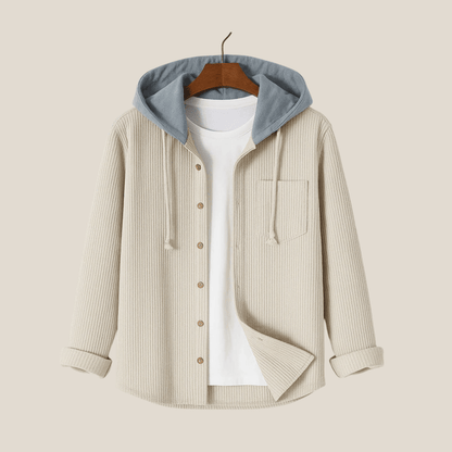 Clément™ - Chemise overshirt en velours côtelé à capuche - Aurélie Mode