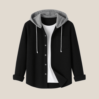 Clément™ - Chemise overshirt en velours côtelé à capuche - Aurélie Mode