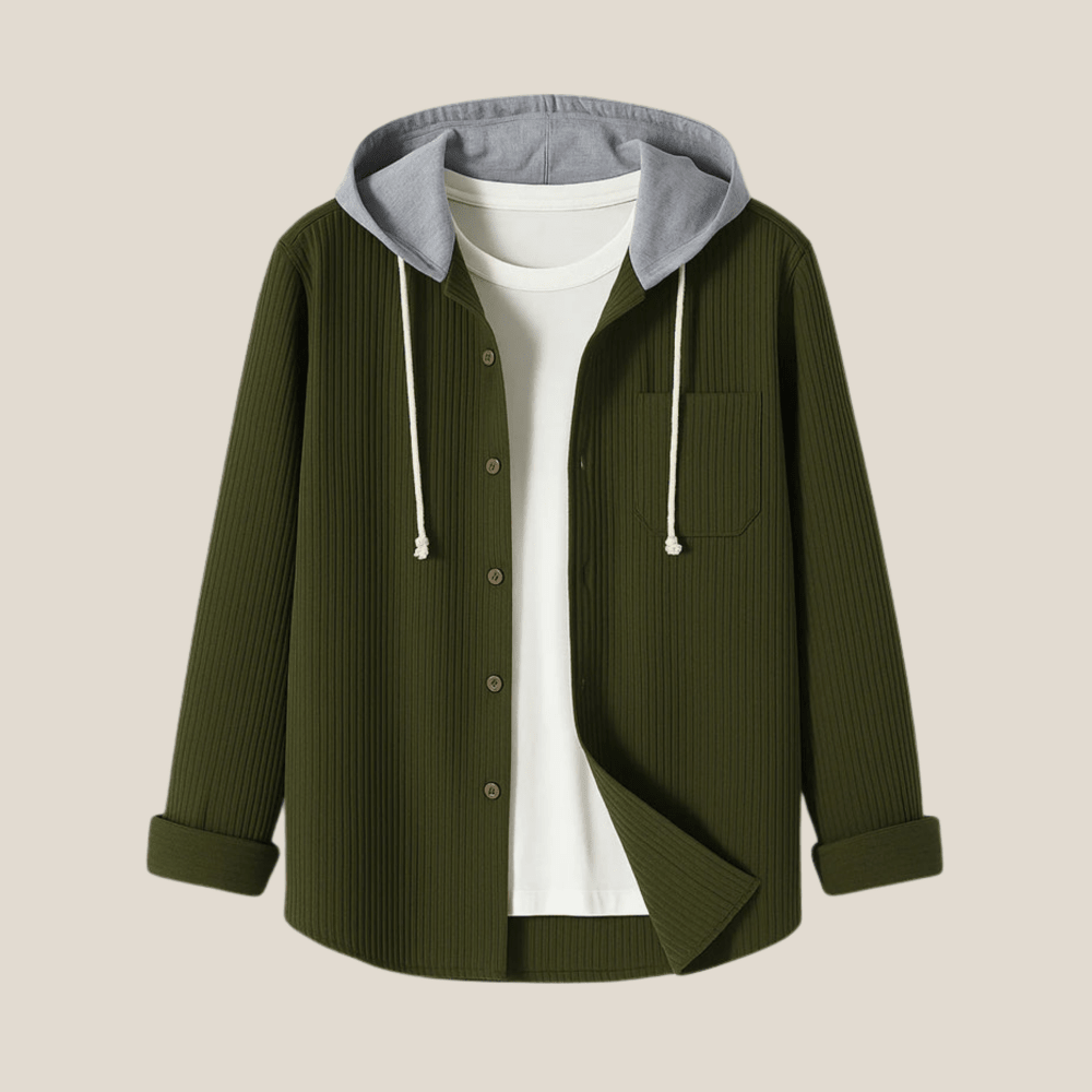 Clément™ - Chemise overshirt en velours côtelé à capuche - Aurélie Mode