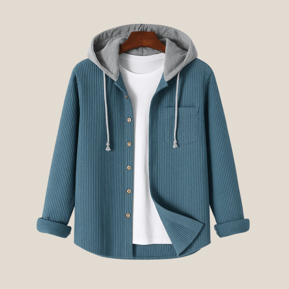 Clément™ - Chemise overshirt en velours côtelé à capuche - Aurélie Mode