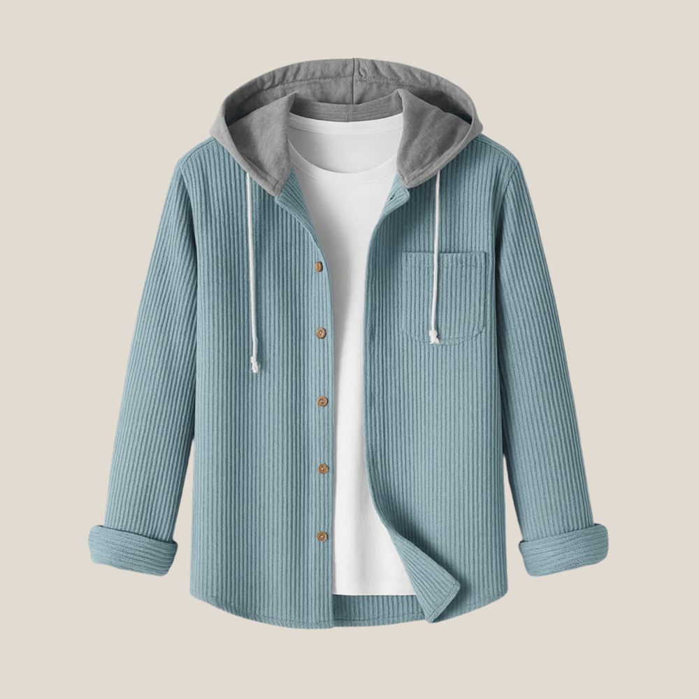 Clément™ - Chemise overshirt en velours côtelé à capuche - Aurélie Mode