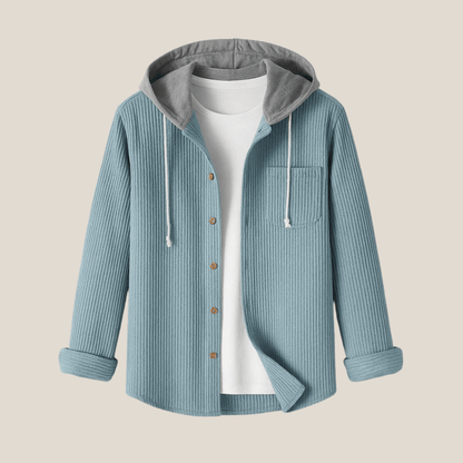 Clément™ - Chemise overshirt en velours côtelé à capuche - Aurélie Mode