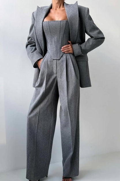 Hannah™ - Drei - teiliger Anzug mit doppelreihigem Blazer - Aurélie Mode