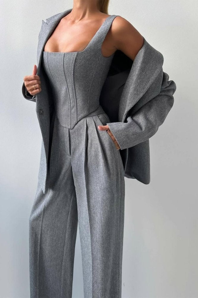 Hannah™ - Drei - teiliger Anzug mit doppelreihigem Blazer - Aurélie Mode