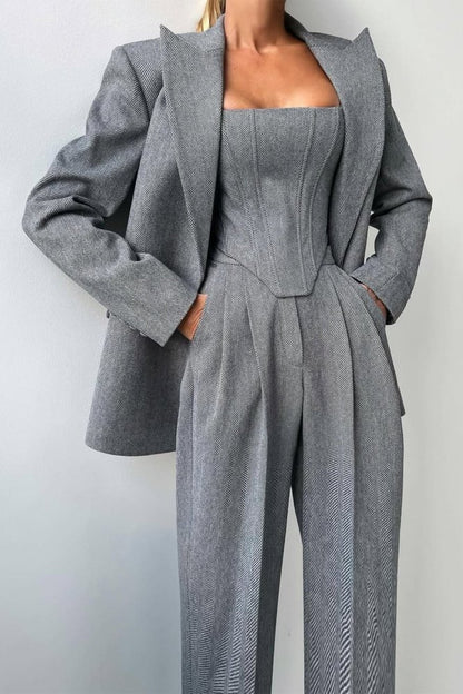 Hannah™ - Drei - teiliger Anzug mit doppelreihigem Blazer - Aurélie Mode