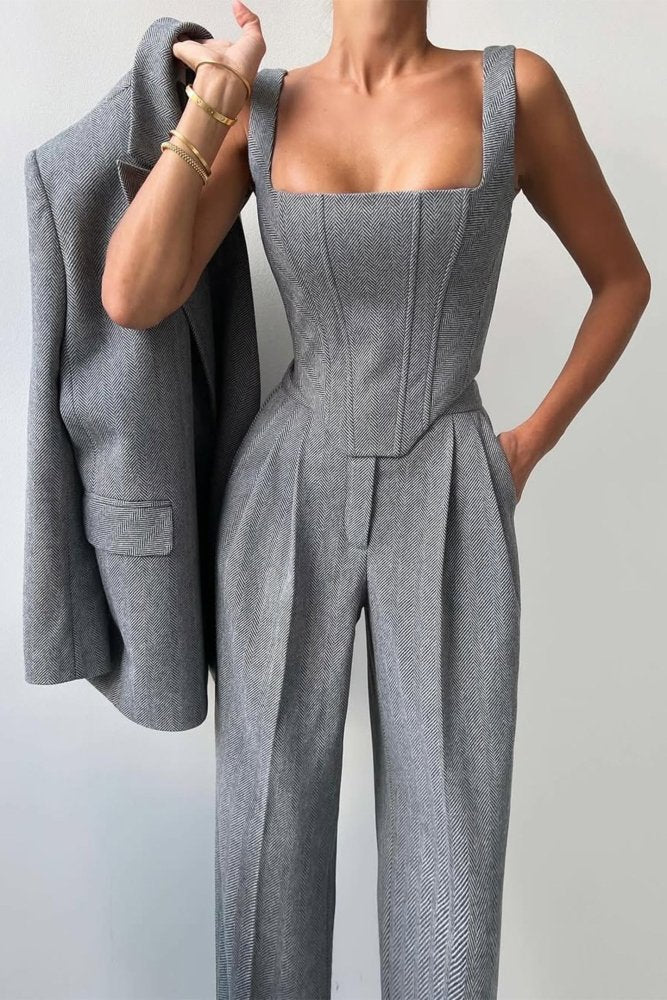 Hannah™ - Drei - teiliger Anzug mit doppelreihigem Blazer - Aurélie Mode