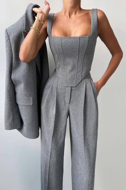 Hannah™ - Drei - teiliger Anzug mit doppelreihigem Blazer - Aurélie Mode