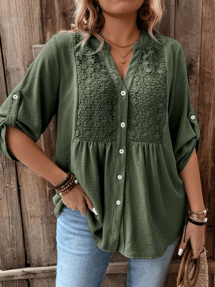 Heather™ - Bluse mit V - Ausschnitt und Knöpfen - Aurélie Mode
