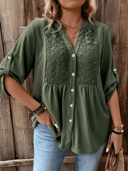 Heather™ - Bluse mit V - Ausschnitt und Knöpfen - Aurélie Mode