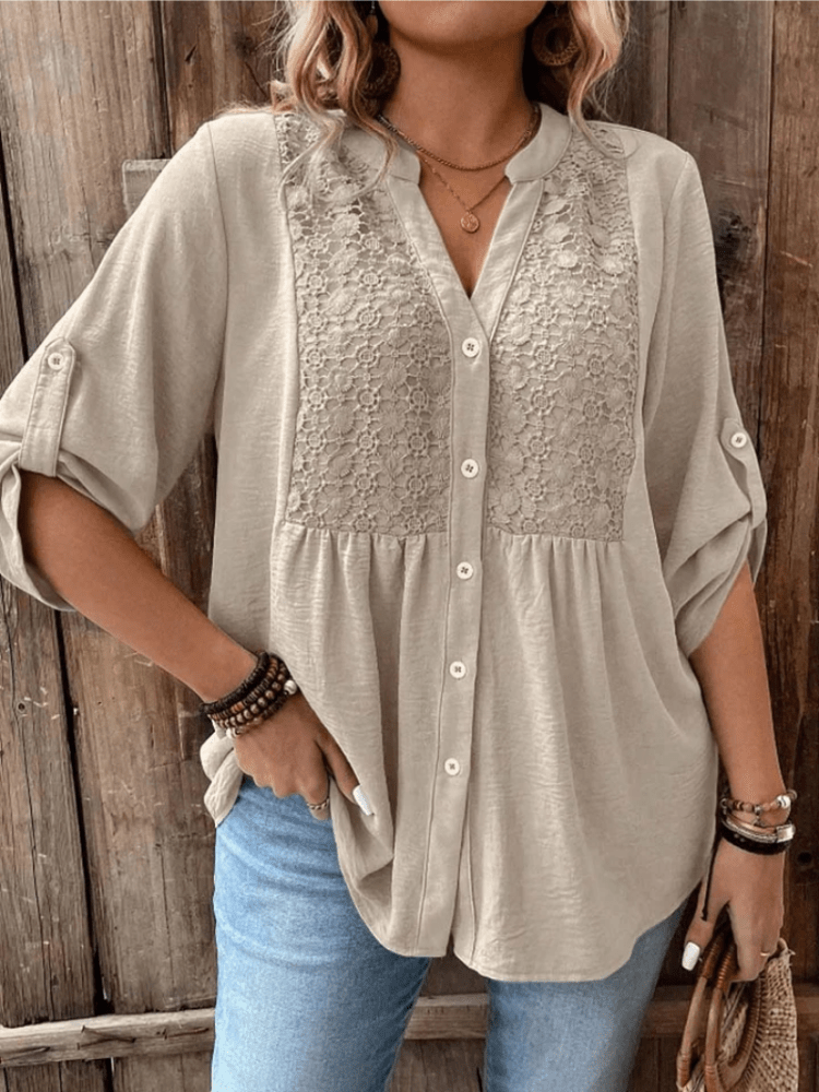 Heather™ - Bluse mit V - Ausschnitt und Knöpfen - Aurélie Mode