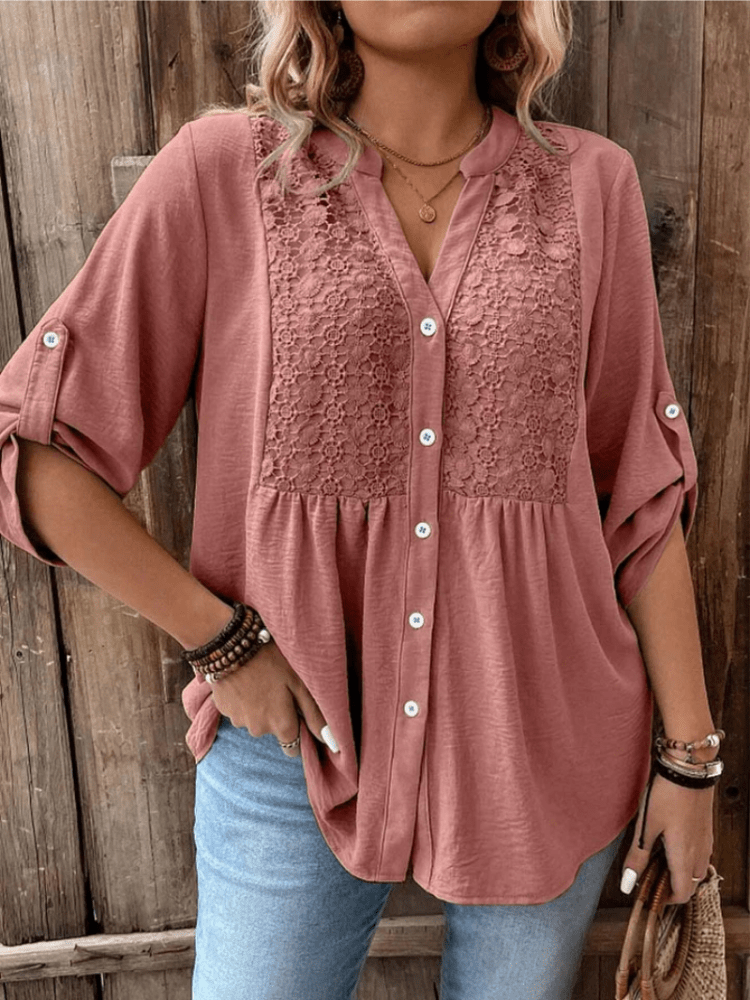 Heather™ - Bluse mit V - Ausschnitt und Knöpfen - Aurélie Mode