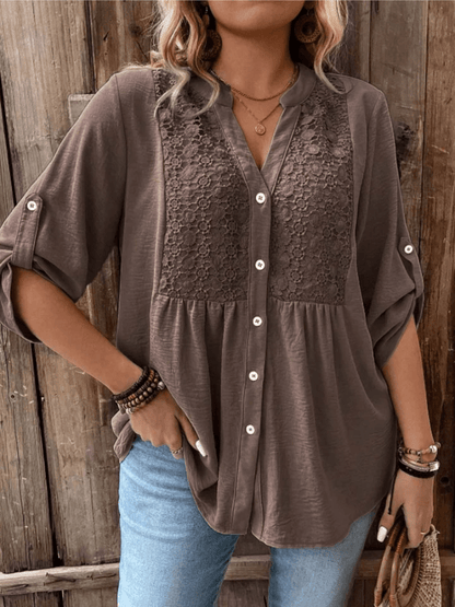 Heather™ - Bluse mit V - Ausschnitt und Knöpfen - Aurélie Mode