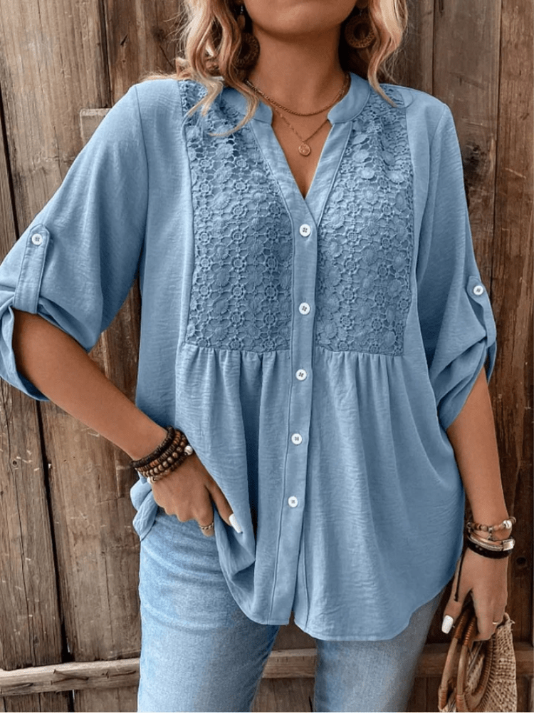 Heather™ - Bluse mit V - Ausschnitt und Knöpfen - Aurélie Mode