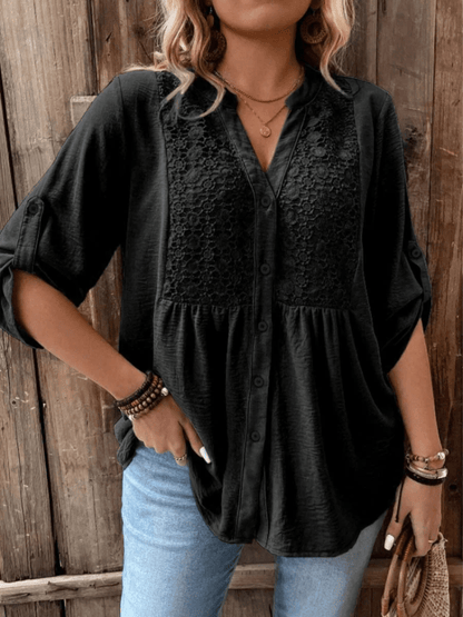 Heather™ - Bluse mit V - Ausschnitt und Knöpfen - Aurélie Mode