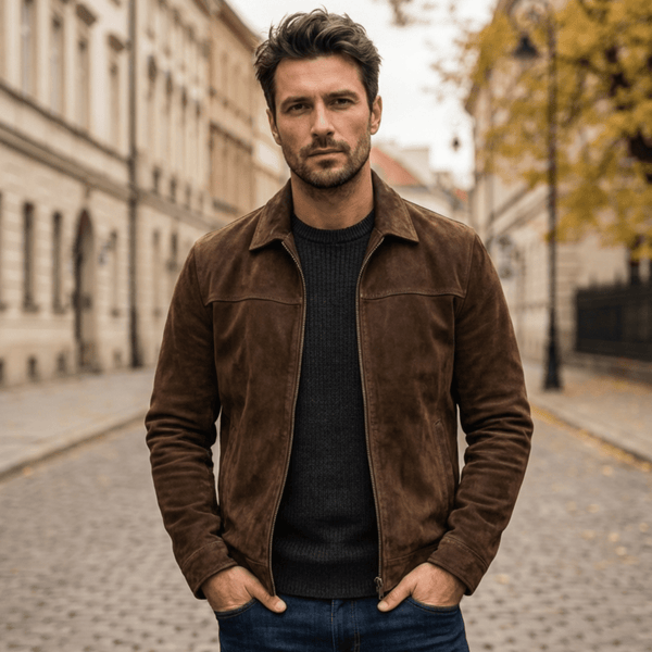 Jakub™ – Wildlederjacke mit Reißverschluss - Aurélie Mode