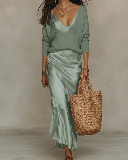 Mila™ - Elegantes Zweifarbiges Midikleid - Aurélie Mode