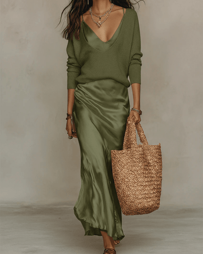 Mila™ - Elegantes Zweifarbiges Midikleid - Aurélie Mode