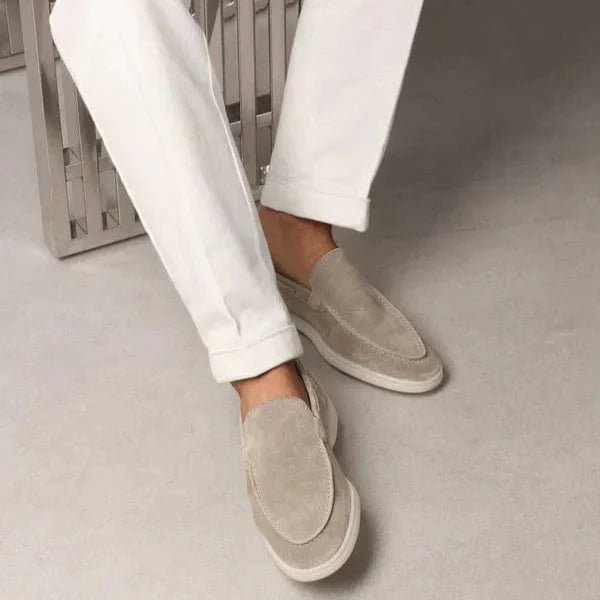 OLD MONEY - Mocassins en suède premium beige - Aurélie Paris