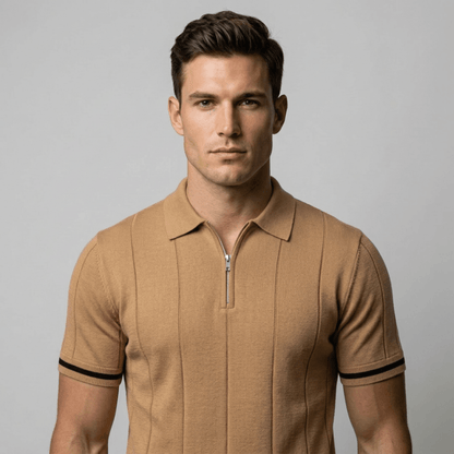 Parma™ - Geripptes Zip - Polo mit Ärmelstreifen - Aurélie Mode