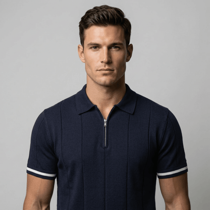 Parma™ - Geripptes Zip - Polo mit Ärmelstreifen - Aurélie Mode