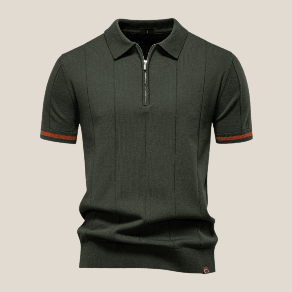 Parma™ - Geripptes Zip - Polo mit Ärmelstreifen - Aurélie Mode