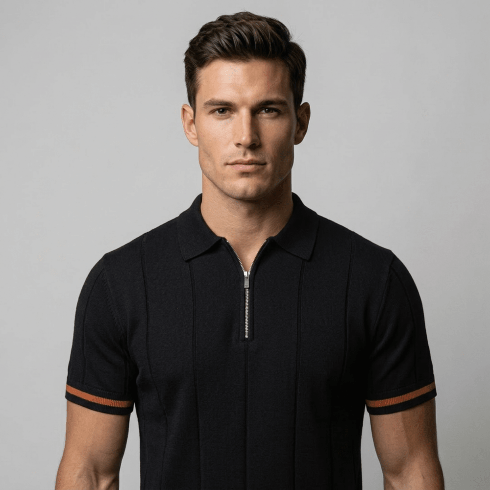 Parma™ - Geripptes Zip - Polo mit Ärmelstreifen - Aurélie Mode