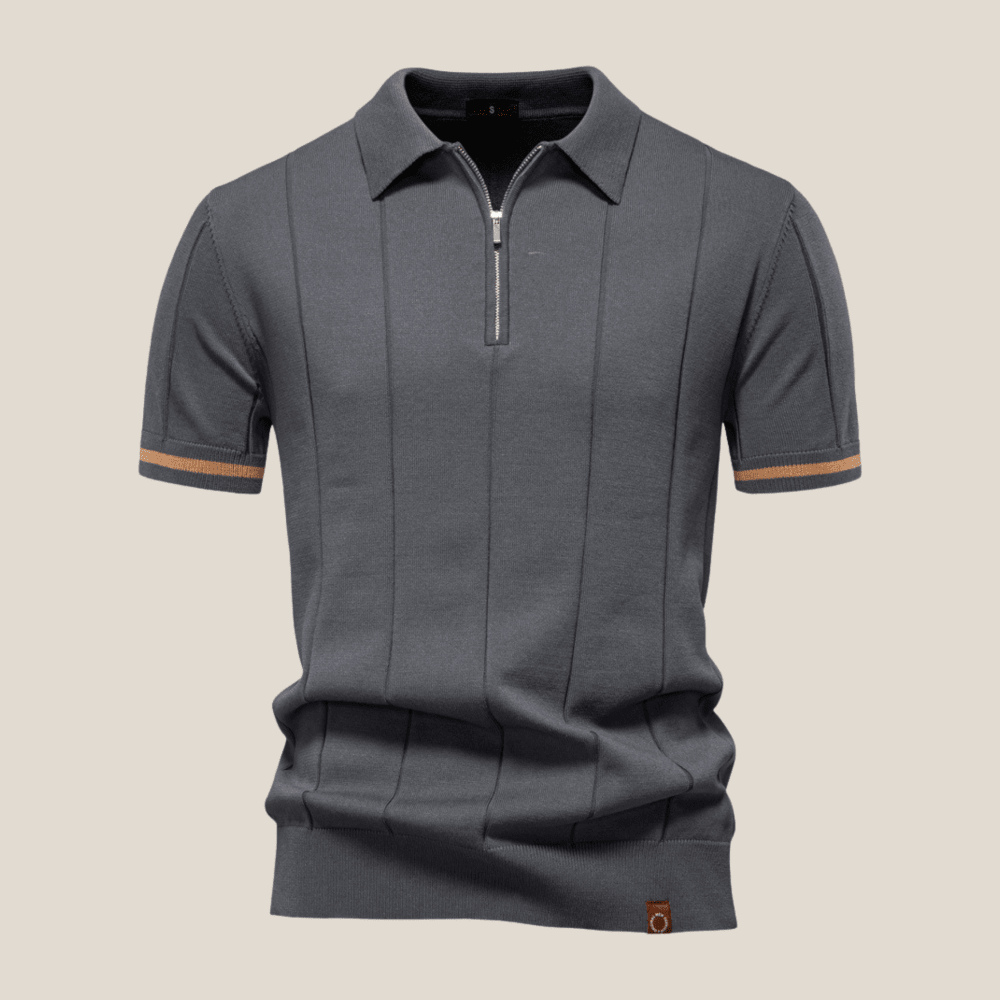 Parma™ - Geripptes Zip - Polo mit Ärmelstreifen - Aurélie Mode