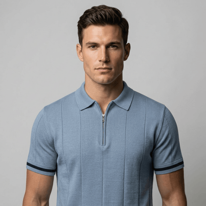 Parma™ - Geripptes Zip - Polo mit Ärmelstreifen - Aurélie Mode