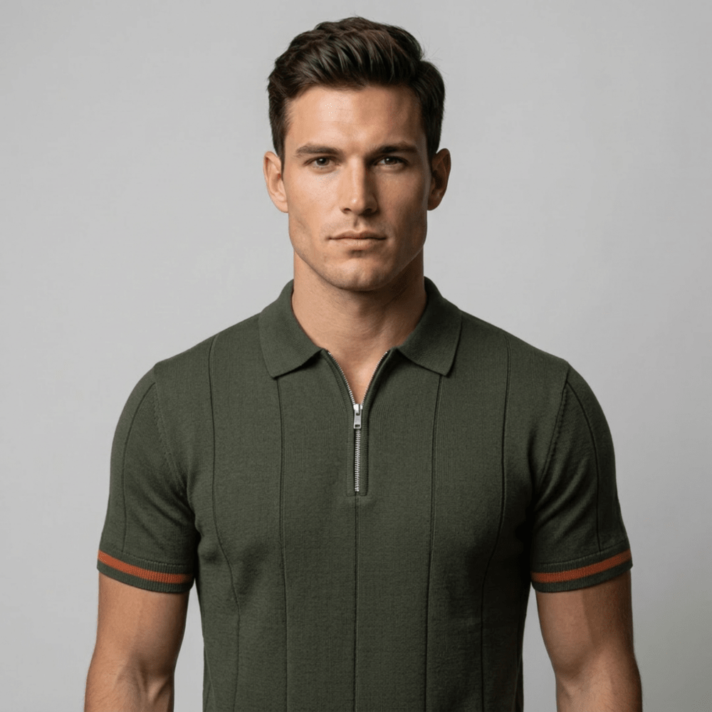 Parma™ - Geripptes Zip - Polo mit Ärmelstreifen - Aurélie Mode