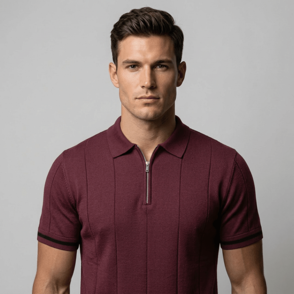 Parma™ - Geripptes Zip - Polo mit Ärmelstreifen - Aurélie Mode