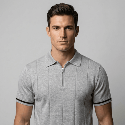 Parma™ - Geripptes Zip - Polo mit Ärmelstreifen - Aurélie Mode