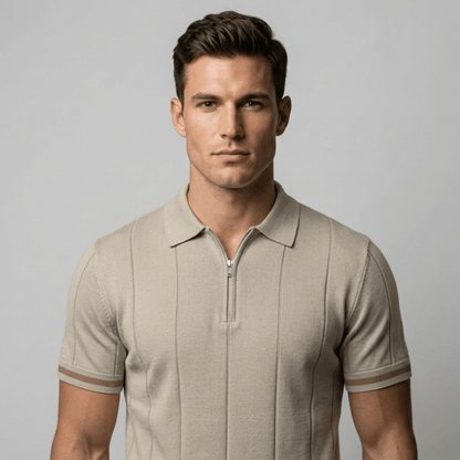 Parma™ - Geripptes Zip - Polo mit Ärmelstreifen - Aurélie Mode