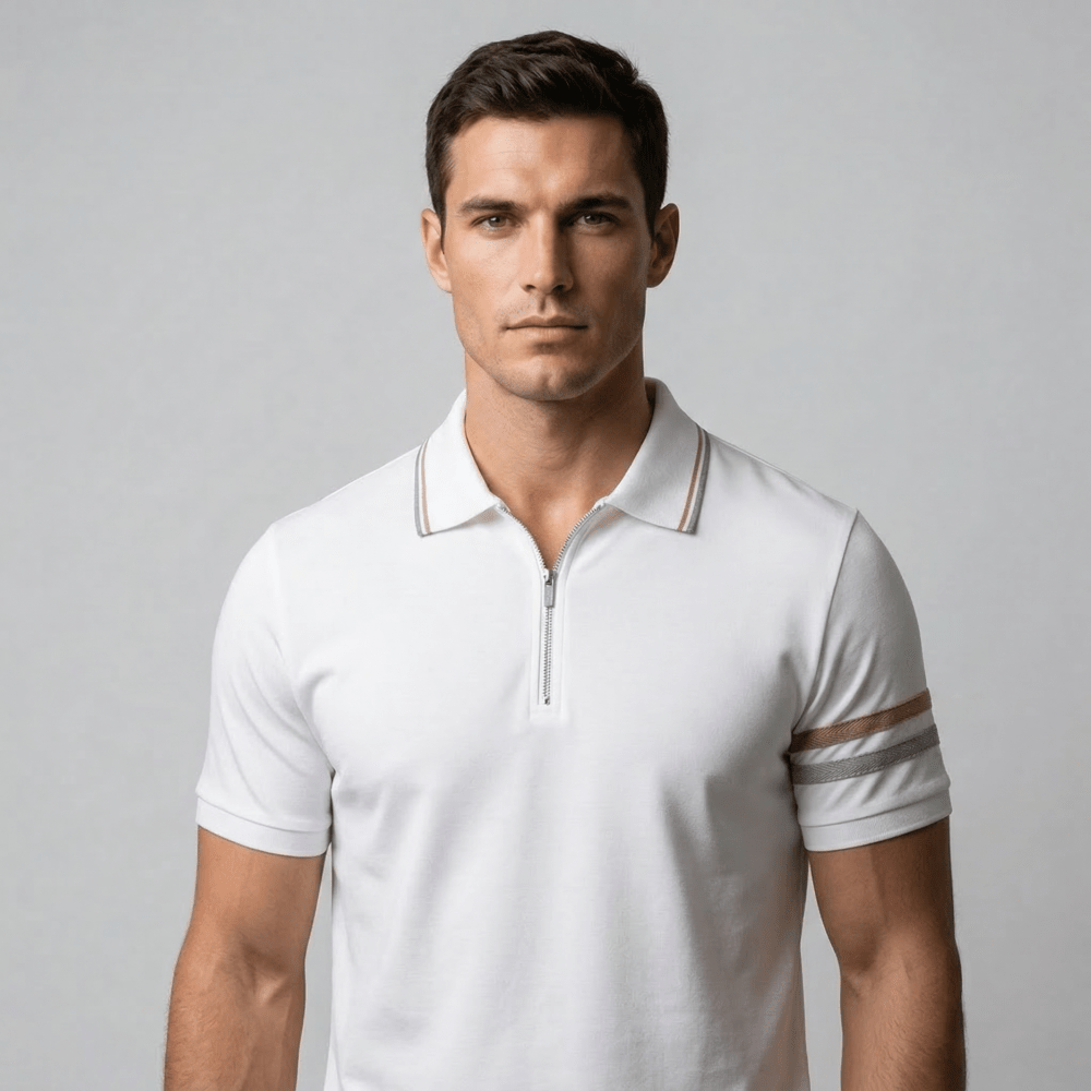 Trento™ - Sportliches Zip - Polo mit Streifendetails - Aurélie Mode