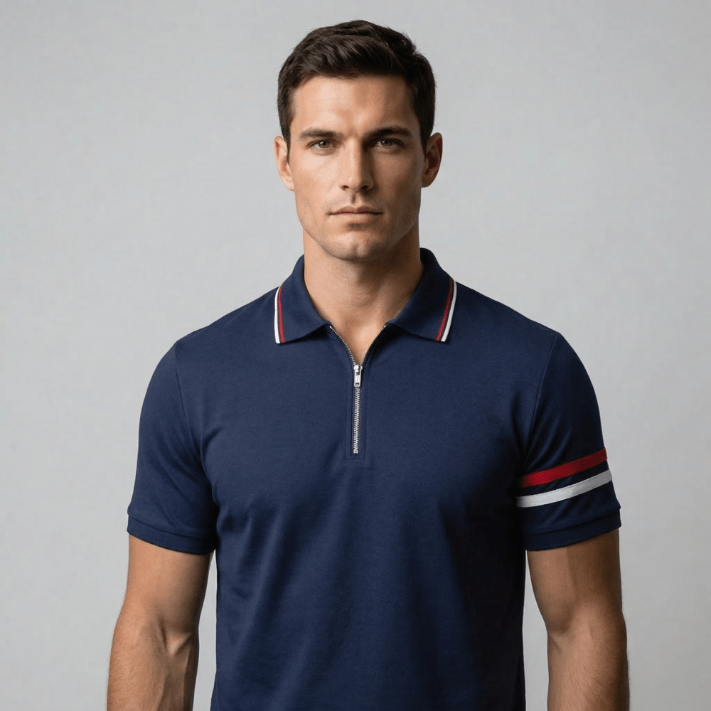 Trento™ - Sportliches Zip - Polo mit Streifendetails - Aurélie Mode