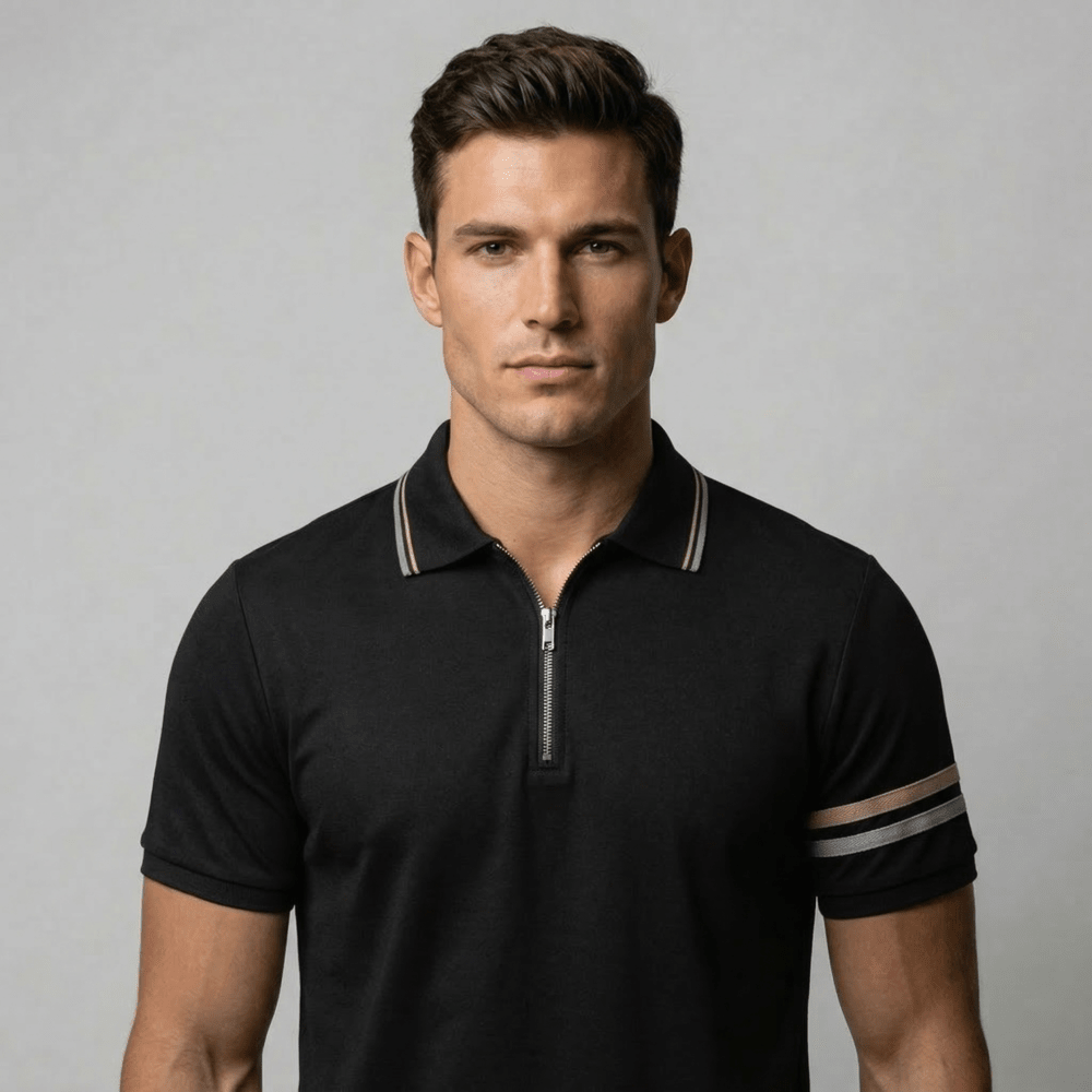 Trento™ - Sportliches Zip - Polo mit Streifendetails - Aurélie Mode